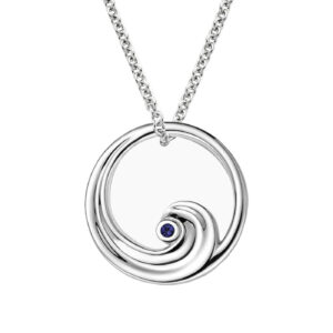 Blue Sapphire Silver Wave Pendant – 0.20ct