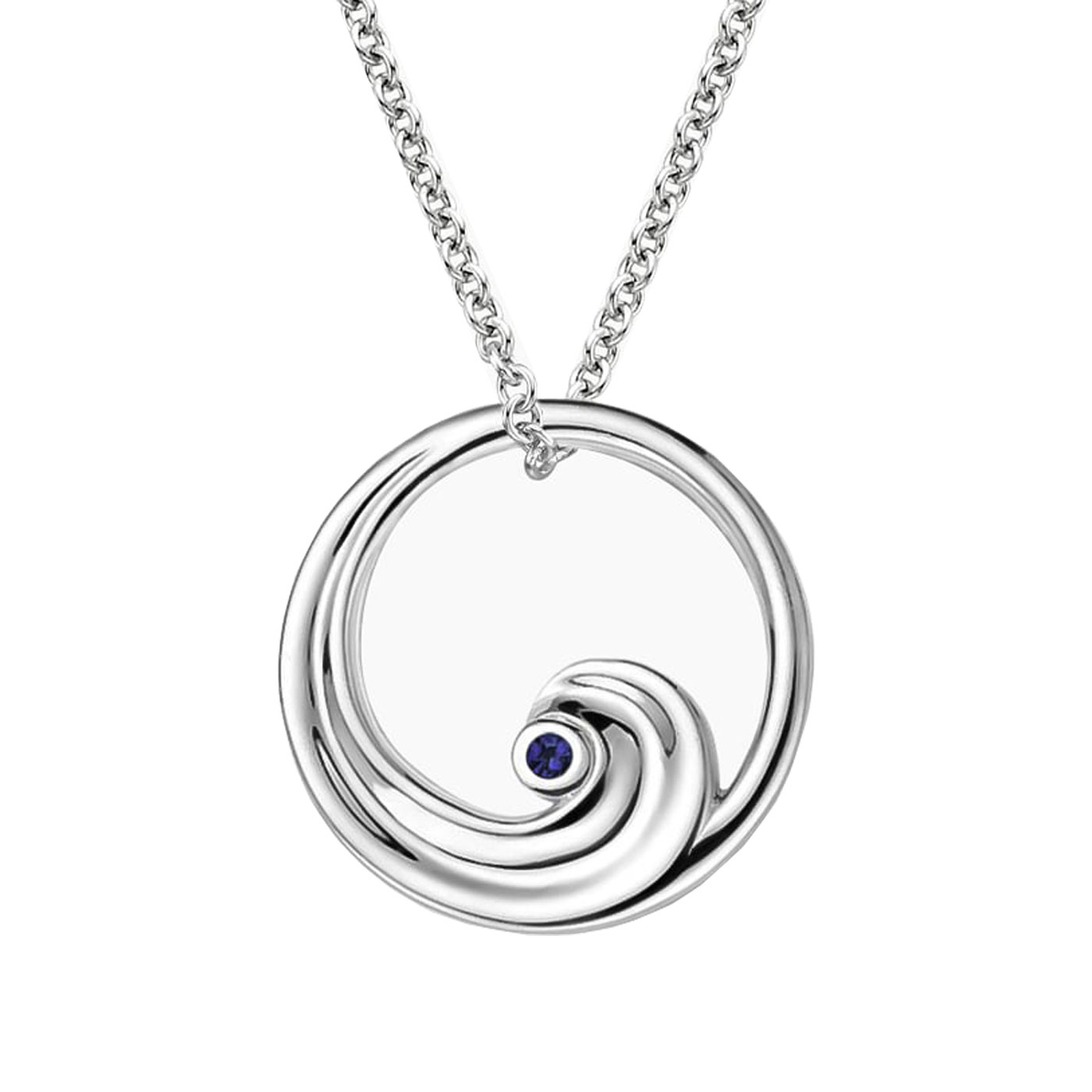 Blue Sapphire Silver Wave Pendant – 0.20ct