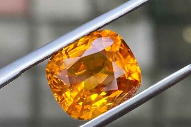 Ceylon Orange Sapphire – 5.01ct Cushion Cut Heated Gemstone