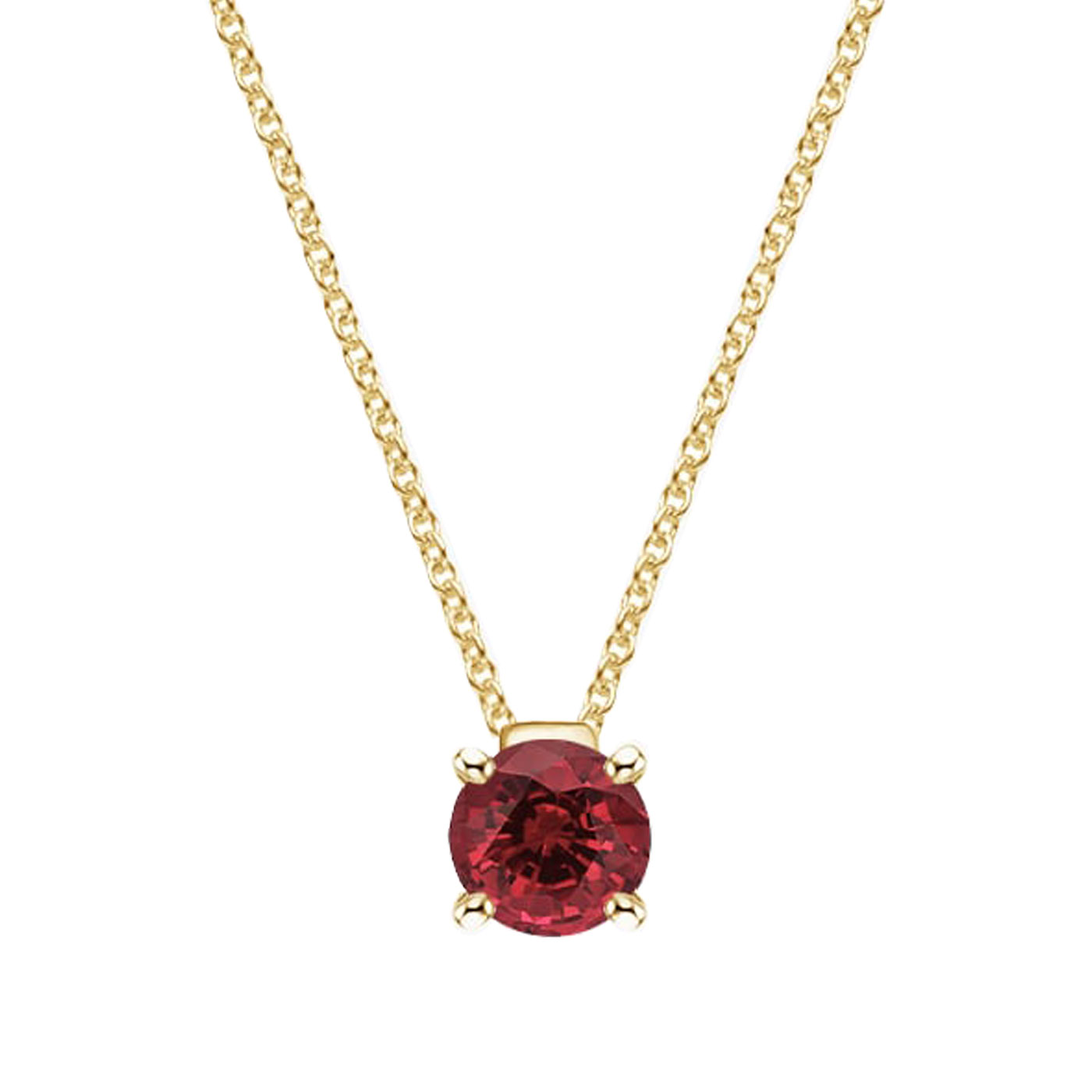 Round Ruby Pendant in 18K Yellow Gold – 0.82ct