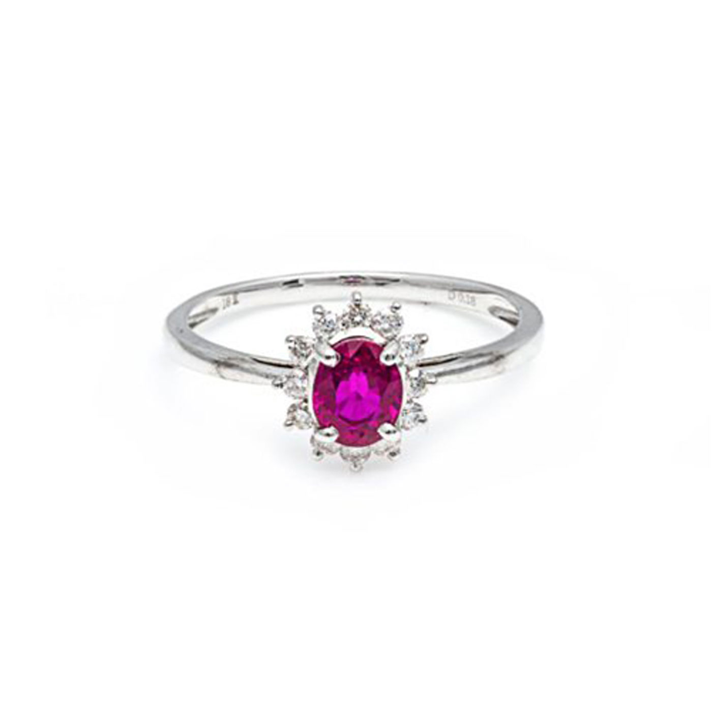 Ruby and Diamond Ring in 18K White Gold – 0.79ct Ruby
