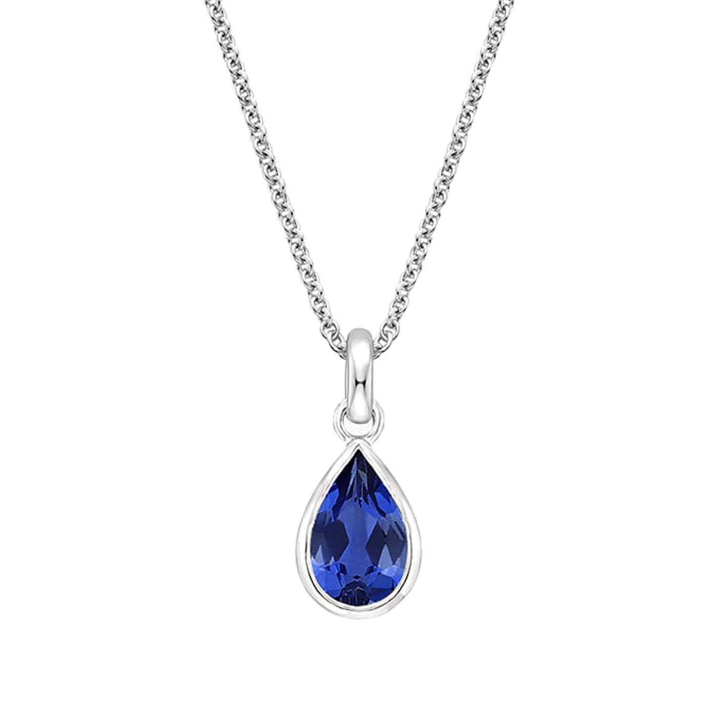 Teardrop Natural Royal Blue Ceylon Sapphire Pendant in 18K White Gold – 1.15ct Sapphire