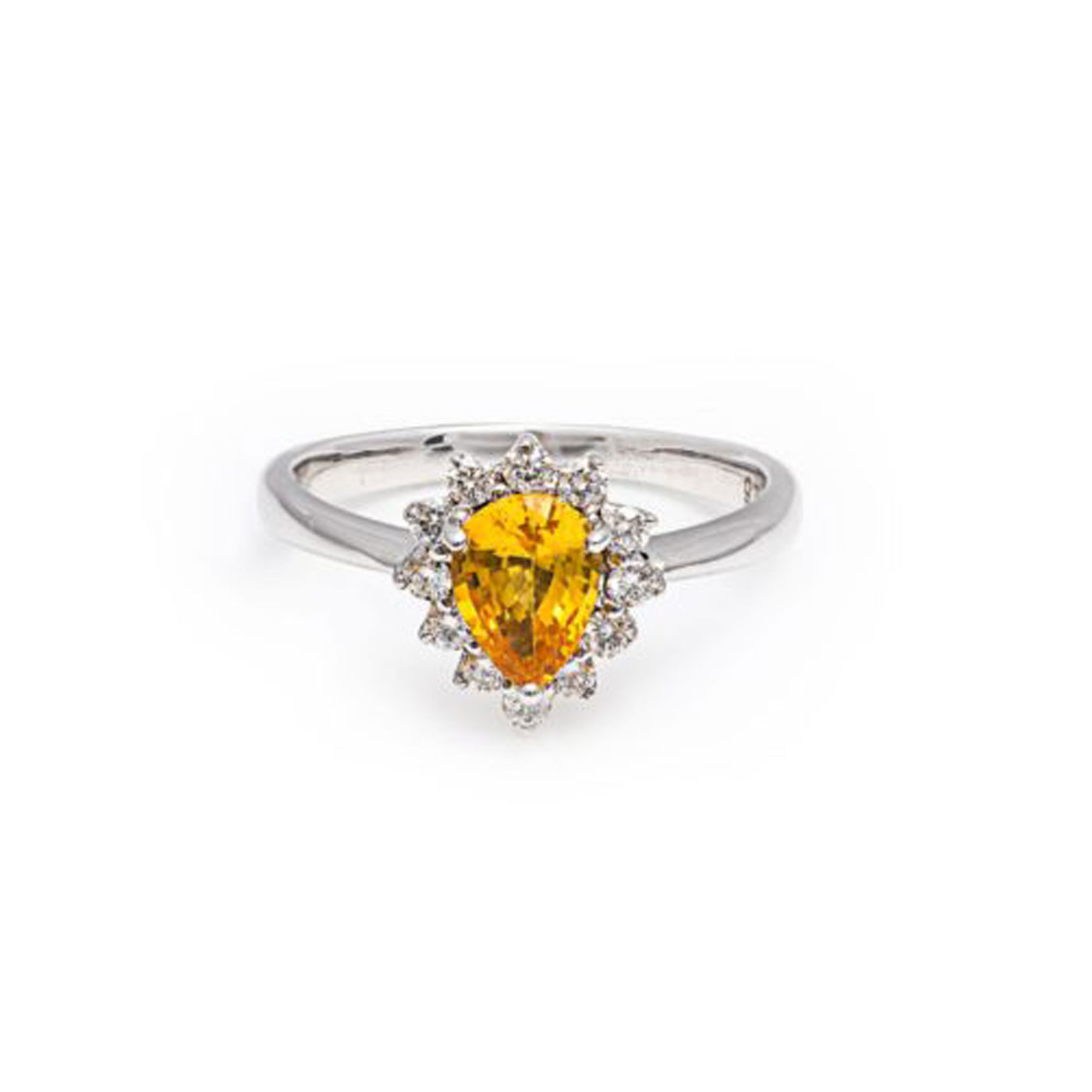 Yellow Sapphire and Diamond Ring in 18K White Gold – 0.85ct Sapphire